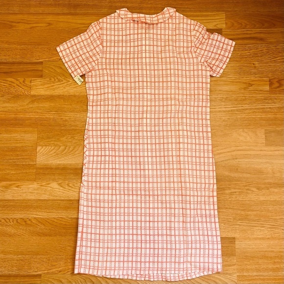 VINTAGE 60s 70s Deadstock Checkered Coral MCM Retro House Coat Dress Women’s - Picture 5 of 5